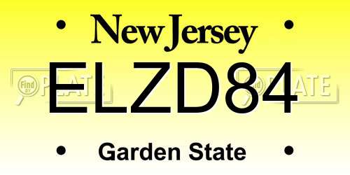 ELZD84 New Jersey License Plate