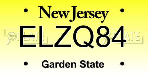 ELZQ84 New Jersey License Plate