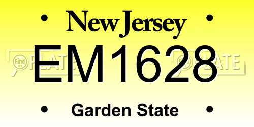 EM1628 New Jersey License Plate