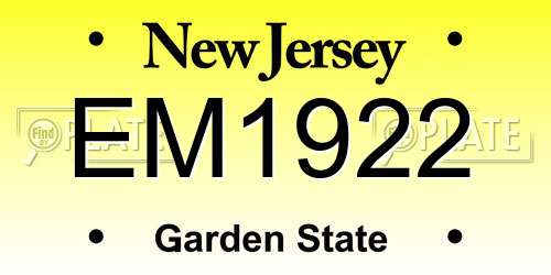 EM1922 New Jersey License Plate