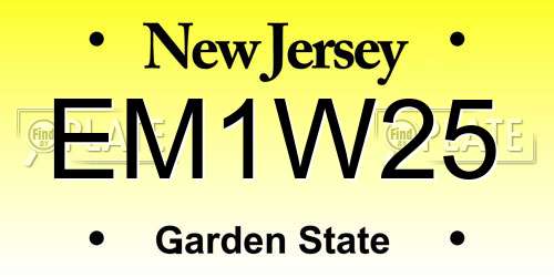 EM1W25 New Jersey License Plate