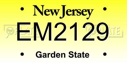 EM2129 New Jersey License Plate
