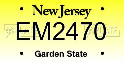 EM2470 New Jersey License Plate