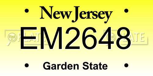 EM2648 New Jersey License Plate