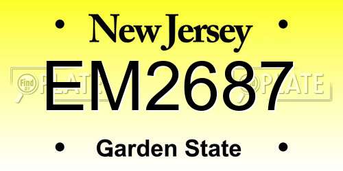 EM2687 New Jersey License Plate