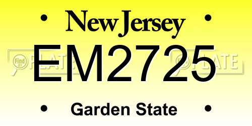 EM2725 New Jersey License Plate