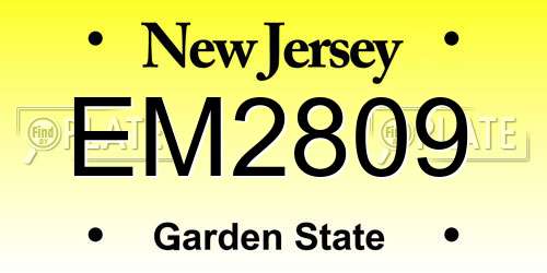 EM2809 New Jersey License Plate