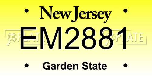 EM2881 New Jersey License Plate