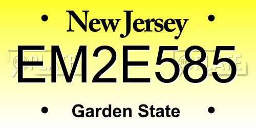 EM2E585 New Jersey License Plate