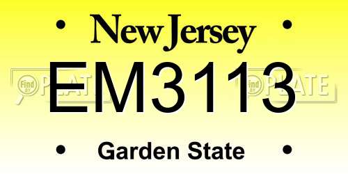EM3113 New Jersey License Plate