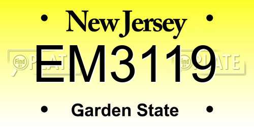 EM3119 New Jersey License Plate