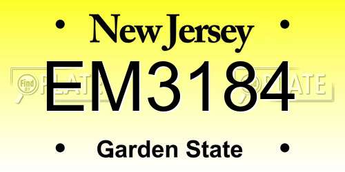 EM3184 New Jersey License Plate