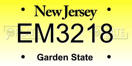 EM3218 New Jersey License Plate