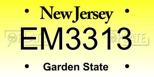 EM3313 New Jersey License Plate