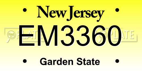 EM3360 New Jersey License Plate