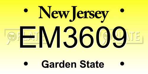 EM3609 New Jersey License Plate