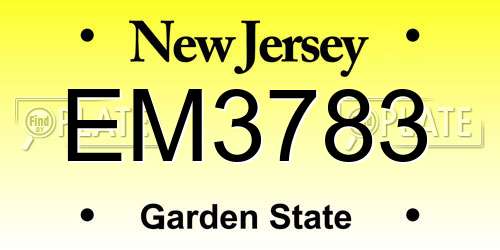 EM3783 New Jersey License Plate