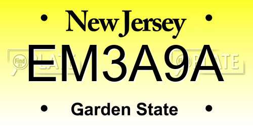 EM3A9A New Jersey License Plate