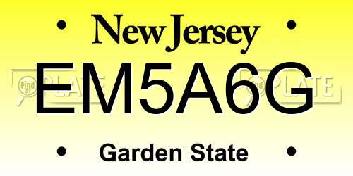 EM5A6G New Jersey License Plate