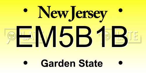 EM5B1B New Jersey License Plate