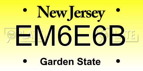 EM6E6B New Jersey License Plate