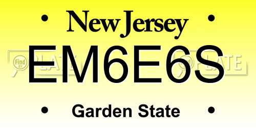 EM6E6S New Jersey License Plate