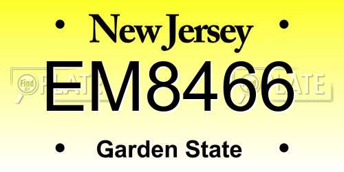 EM8466 New Jersey License Plate