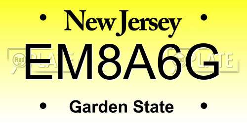 EM8A6G New Jersey License Plate