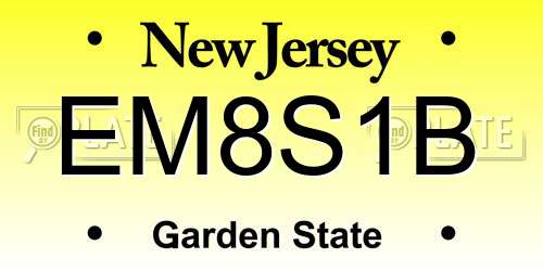 EM8S1B New Jersey License Plate