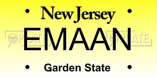 EMAAN New Jersey License Plate
