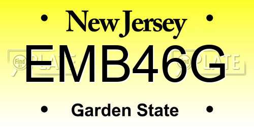 EMB46G New Jersey License Plate