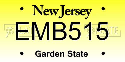 EMB515 New Jersey License Plate