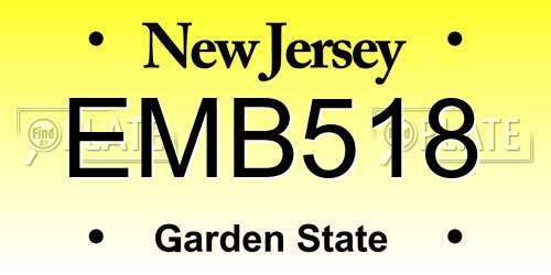 EMB518 New Jersey License Plate