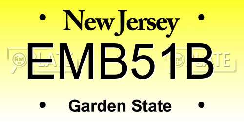 EMB51B New Jersey License Plate
