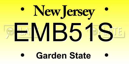 EMB51S New Jersey License Plate