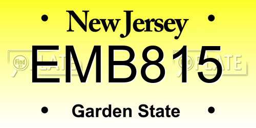 EMB815 New Jersey License Plate