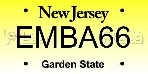 EMBA66 New Jersey License Plate
