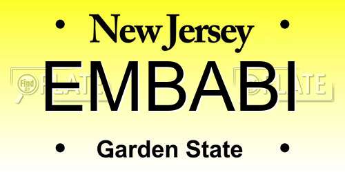 EMBABI New Jersey License Plate
