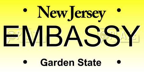 EMBASSY New Jersey License Plate