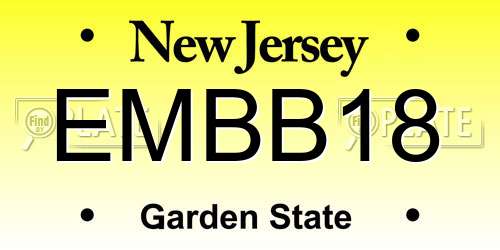EMBB18 New Jersey License Plate