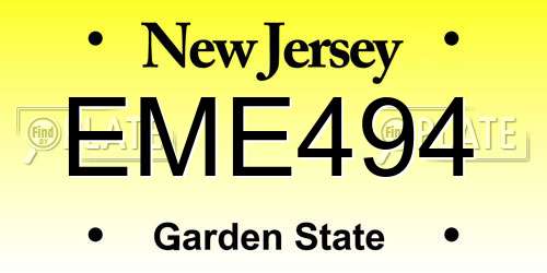 EME494 New Jersey License Plate