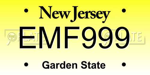 EMF999 New Jersey License Plate