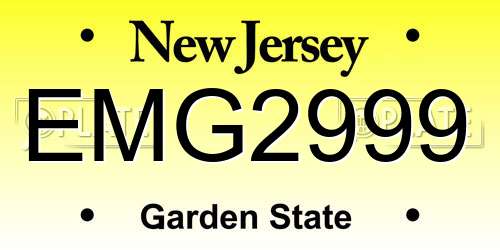 EMG2999 New Jersey License Plate