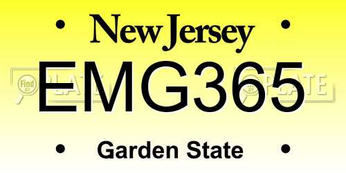 EMG365 New Jersey License Plate