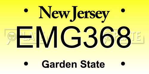 EMG368 New Jersey License Plate