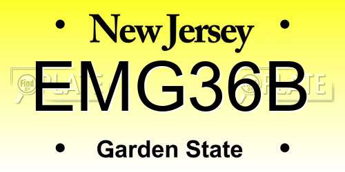 EMG36B New Jersey License Plate
