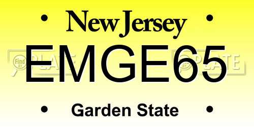 EMGE65 New Jersey License Plate
