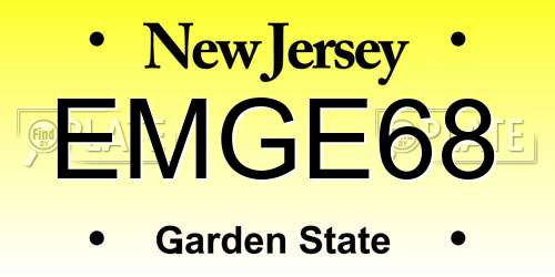 EMGE68 New Jersey License Plate