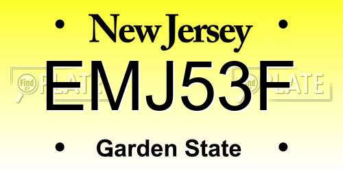 EMJ53F New Jersey License Plate