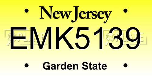 EMK5139 New Jersey License Plate
